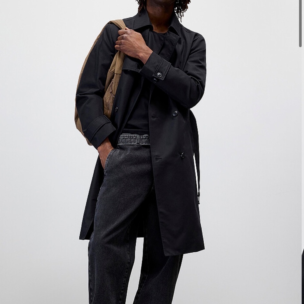 Le 31 Simons Belted Double-Breasted Trench Coat in Black Men’s Size 38R